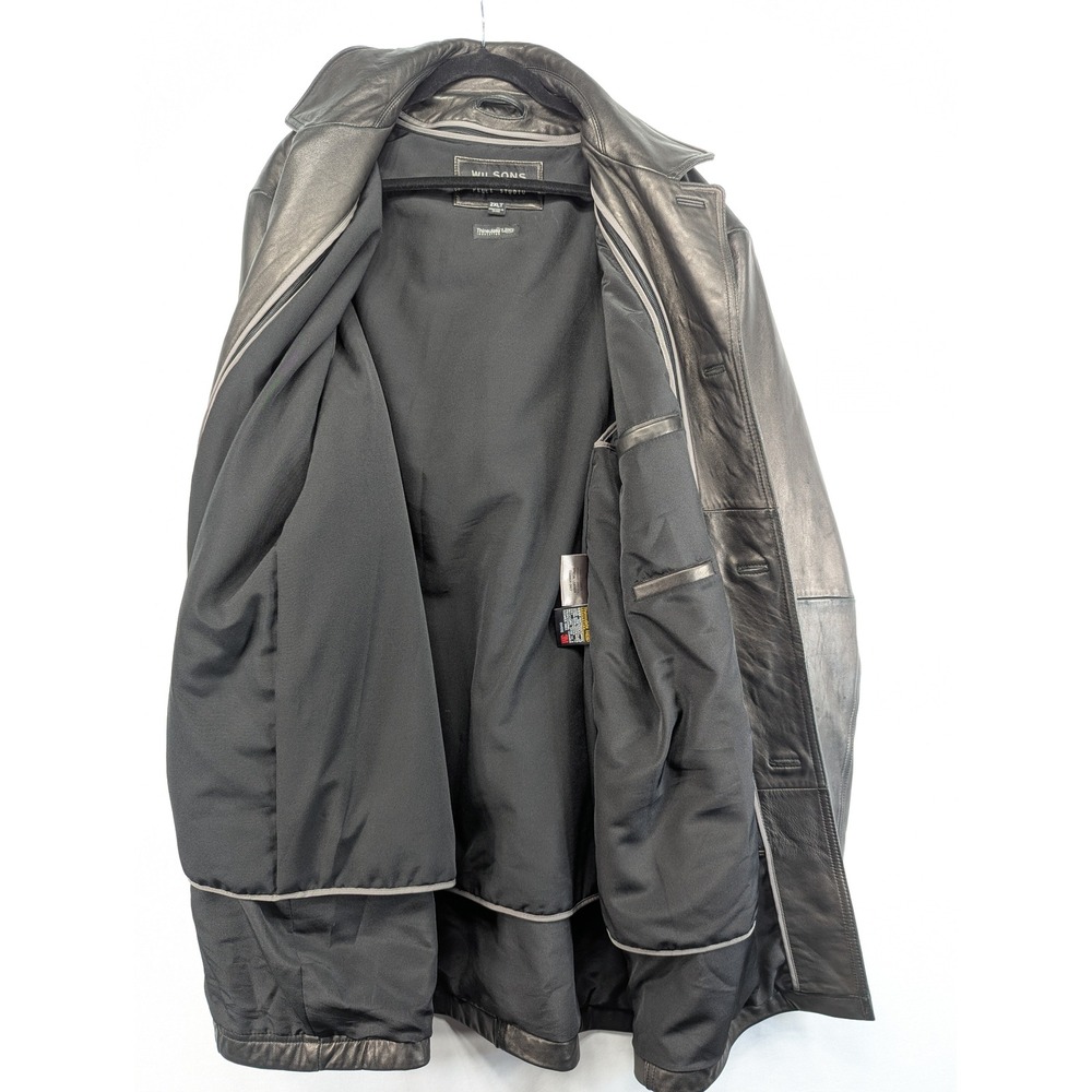 Wilsons Leather Pelle Studio Black Leather Car Coat Thinsulate 2XLT Mens Jacket - Picture 4 of 11